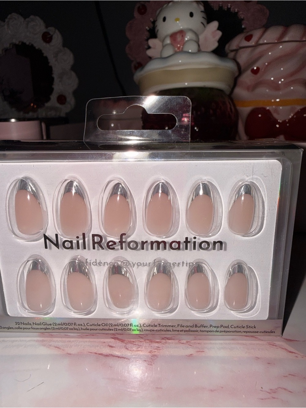 Nail Reformation Chrome French Tip & Pink Press-On Nails